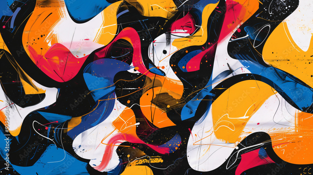 Leinwandbilder abstract background with colorful swirls and splashes of paint in a modern art style