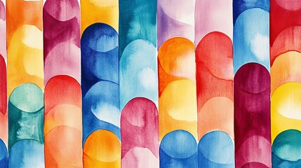 Colorful striped textile background featuring bright colors and patterns, with elements of fabric, threads, and craft materials