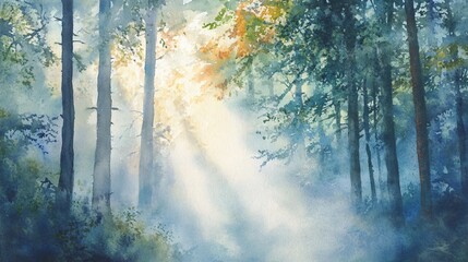 Obraz premium The image could be named Sunlit Morning in the Forest