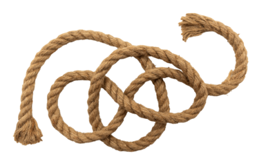 Jute. Twisted linen rope on a white background. Rope