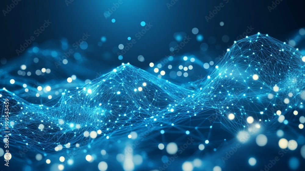 Aufkleber 3d rendering of a futuristic blue hexagon background. futuristic honeycomb concept. wave of particle