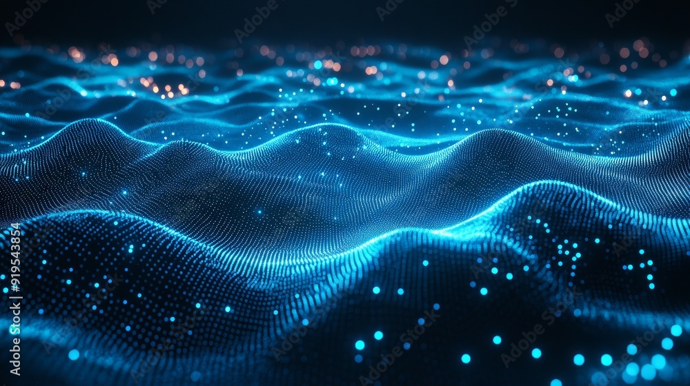 Poster a digital big data concept illustrated with an abstract of data flow on a blue background. big data 