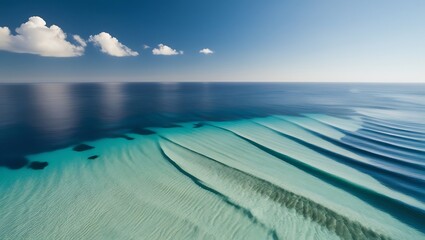 Obraz premium deep blue clear sea ocean water with small waves rolling