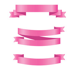 Pink shiny ribbon vector banners set of ribbon label pink bow curly ribbon wavy wavy ribbon.