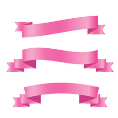 Pink shiny ribbon vector banners set of ribbon label pink bow curly ribbon wavy wavy ribbon.