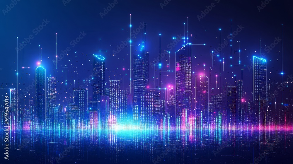 Poster a futuristic abstract background with glowing neon lights and a cyber screen in 3d