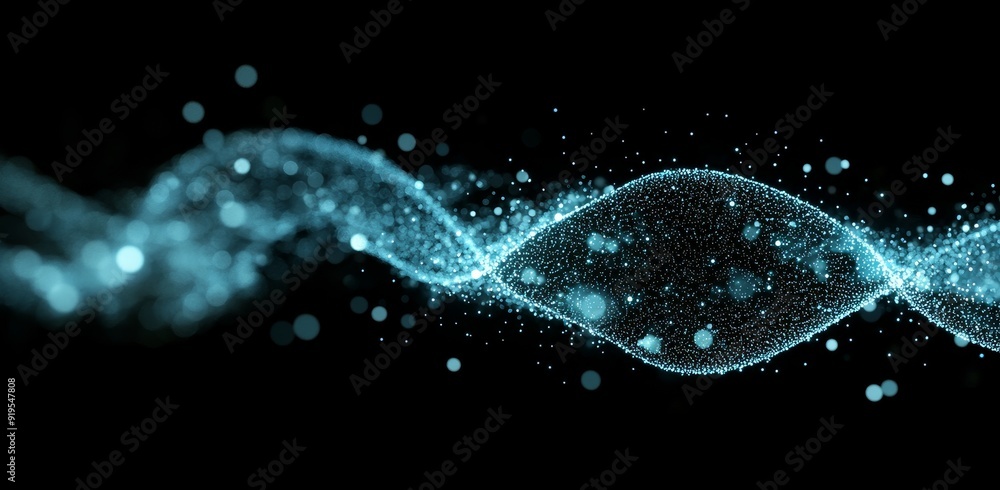 Poster a 3d illustration of a neural network. big data and cybersecurity. a stream of data. data from a glo