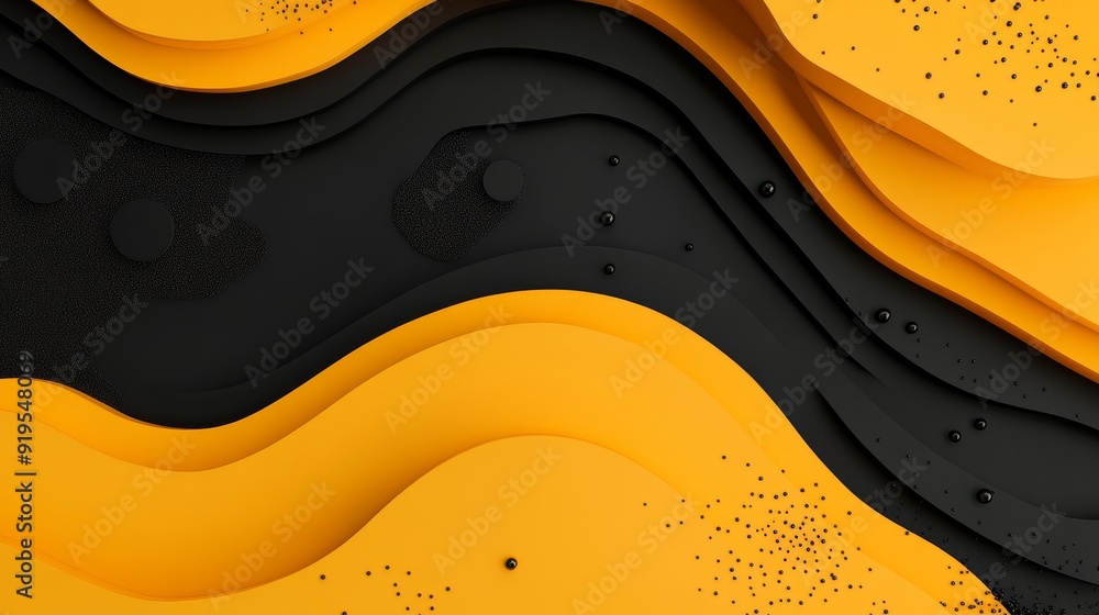Poster a folded paper effect on a colorful yellow background. a paper maze made of paper. 3d rendering.