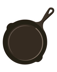 A flat vector illustration of cast iron skillet or pan isolated on white background
