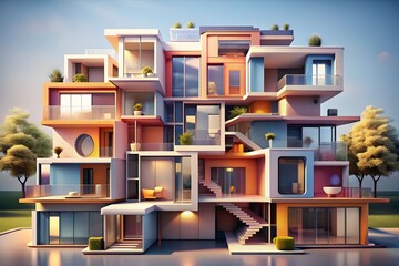 3d rendering futuristic house architecture exterior design