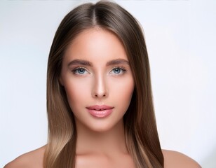 Naklejka premium flawless female complexion closeup portrait of a woman with perfect radiant skin and a serene expression beauty and skincare photography