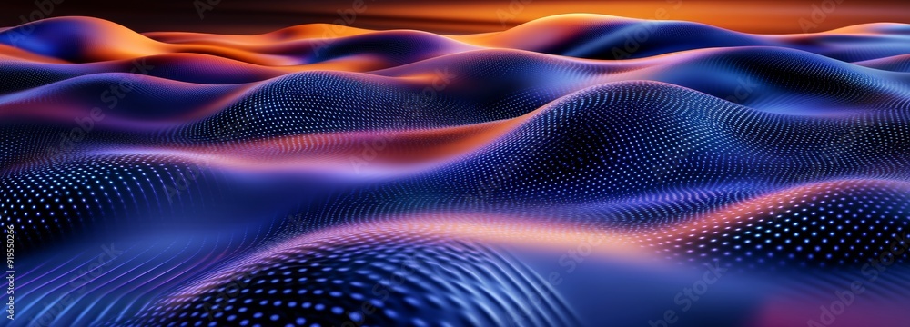 Poster digital technology background. dynamic wave of glowing points. futuristic presentation background. 3
