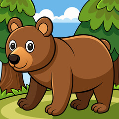Bear walking in forest art vector