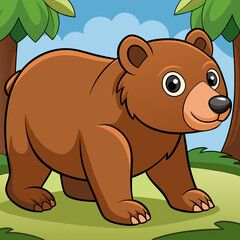 Bear walking in forest art vector