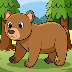 Bear walking in forest art vector