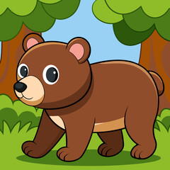 Bear walking in forest art vector