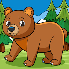 Bear walking in forest art vector
