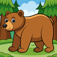 Obraz premium Bear walking in forest art vector