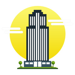 Modern Skyscraper Building Icon. City architecture urban and metropolis theme. Isolated design illustration in flat style.