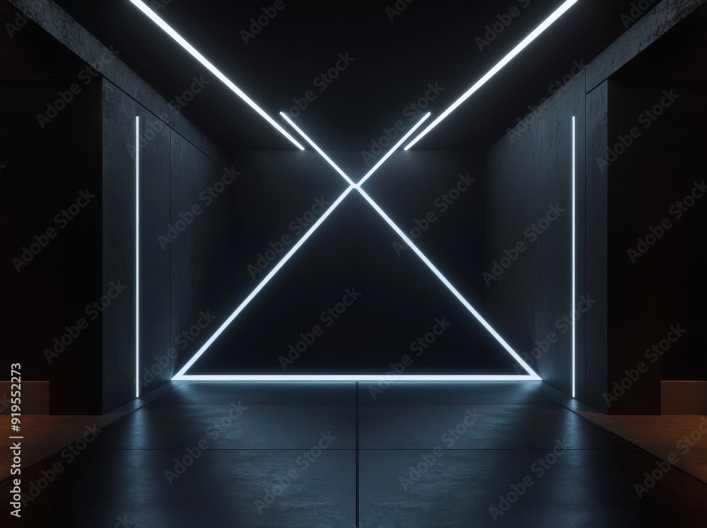 Poster background of light and reflection on a futuristic dark podium