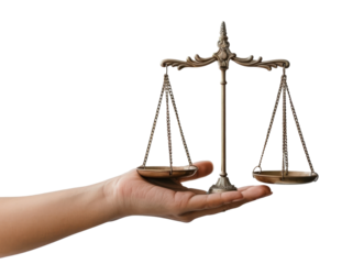 PNG Hand holding balanced scales