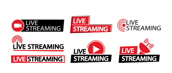 Vector Collection Of Live Streaming Icons With Various Designs For Use In Broadcast And Online Streaming-related Project