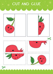 Find the couple of the picture. Simple educational game for kids. Cut and glue. Vector worksheet