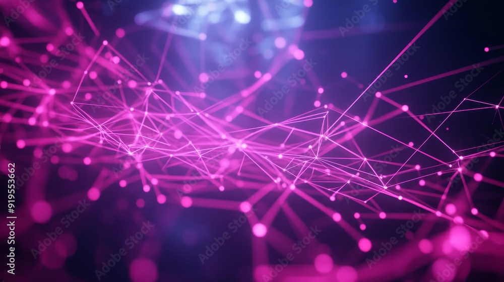 Poster dots and lines make up plexus polygonal space in this abstract background. 3d data and research back