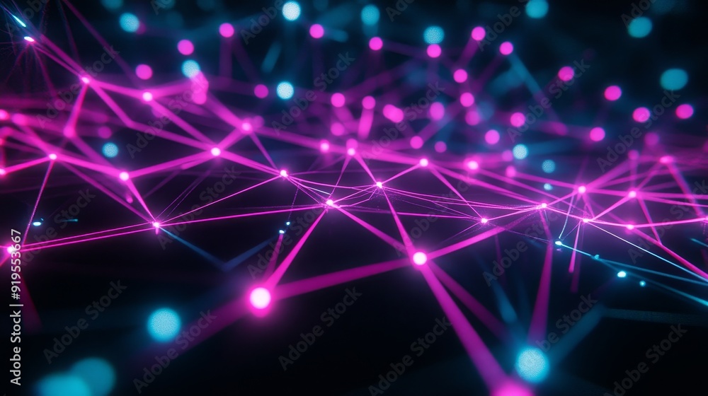 Poster a bright plexus polygonal space with dots and lines. 3d data technology and scientific concepts.
