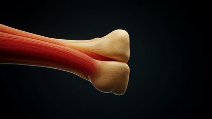 Closeup of the elbow joint with the ulnar nerve passing behind the medial epicondyle of the humerus, emphasizing the vulnerable nerve location, anatomy, elbow bones and nerves