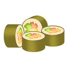 sushi roll. graphic. sticker. cartoon.