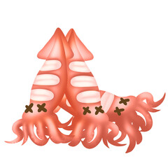 Ikayaki. Grilled Squid. graphic. sticker. cartoon.