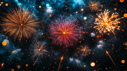 A flat lay of New Years Eve fireworks New Years Day