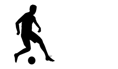 Soccer player, soccer player black white. Soccer player silhouette.