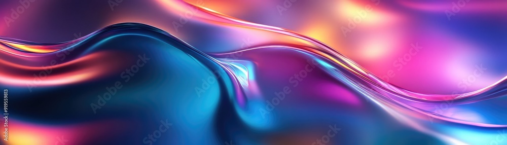 Poster abstract tech patterns with holographic effects, sleek design
