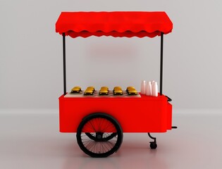 Food cart isolated. Hamburger car, street food.  © adobedesigner