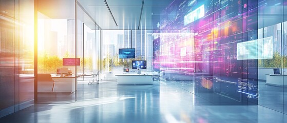 Business innovation through emerging technologies in a futuristic office space