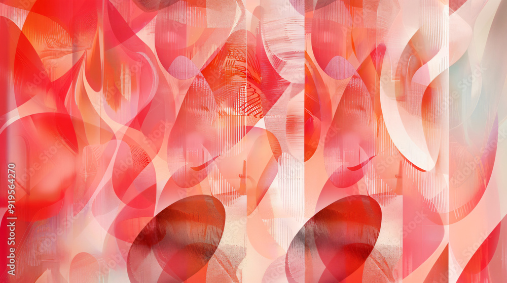 Aufkleber abstract background blending red and white geometric shapes with a modern art style