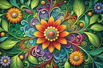 A close up of a bunch of colorful paper flowers, fanciful floral mandelbulb. Beautiful picture of flowers.