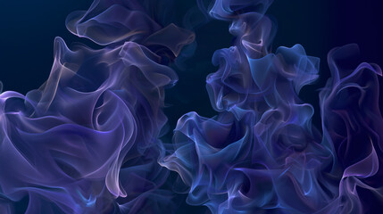 Fototapeta premium Flowing purple and blue lines and shapes create an abstract background on a dark backdrop