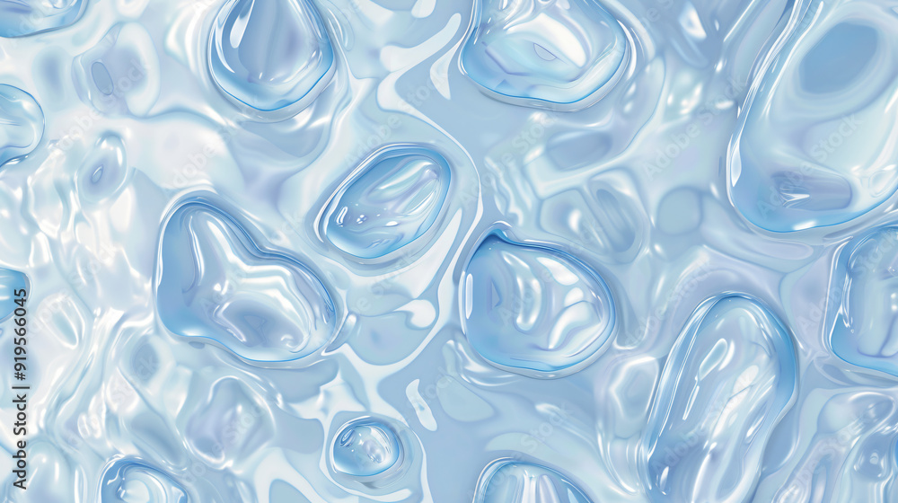 Poster Transparent bubbles floating on a liquid surface, creating a refreshing and pristine abstract background