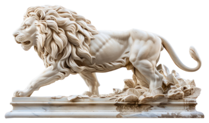 PNG  Majestic marble lion sculpture