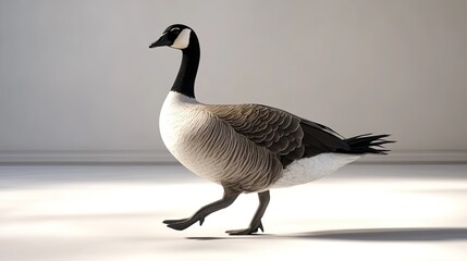 Fototapeta premium A Canada goose walking on a white background.