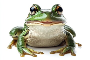 Obraz premium Frog sitting and croaking isolated on a white background