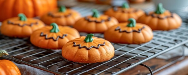 Freshly baked autumn pumpkin cookies