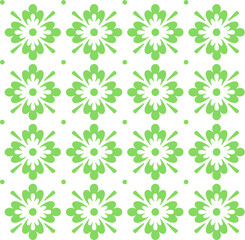 Abstract seamless pattern with green flowers on a white background