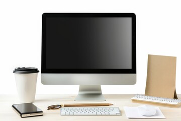 Fototapeta premium office desk setup with computer