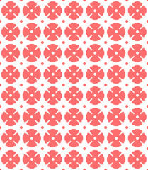 Seamless abstract pattern with red flowers on a white background