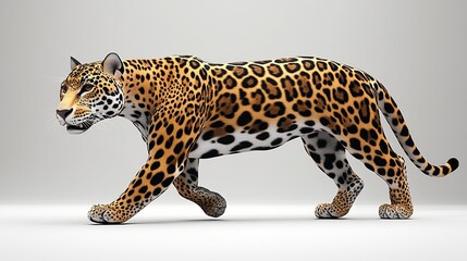 Naklejka premium A jaguar walks with a confident stride.