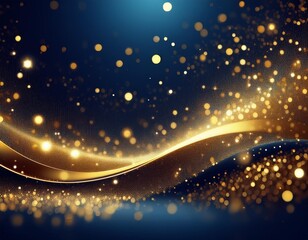 shimmering golden particles sparkling on deep navy background abstract festive illustration